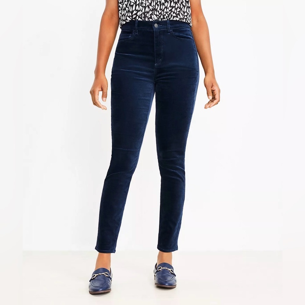 LOFT High Rise Deep Navy Velvet Jeans